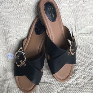 Clarks leather criss cross sandals, size 8.